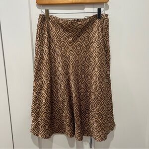 Carmen Marc Valvo 100% Silk Brown Sequin Midi Skirt